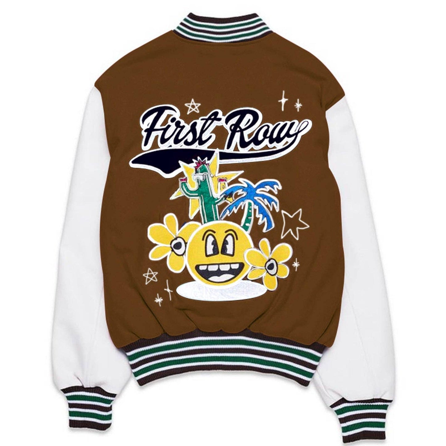 MB FASHION Colorful Print Long Sleeve Varsity Jacket 0262AT: PINK / M