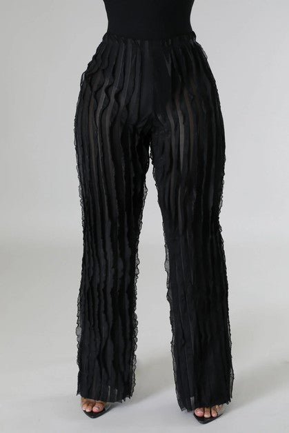 Sheer Ruffle Detail Pants