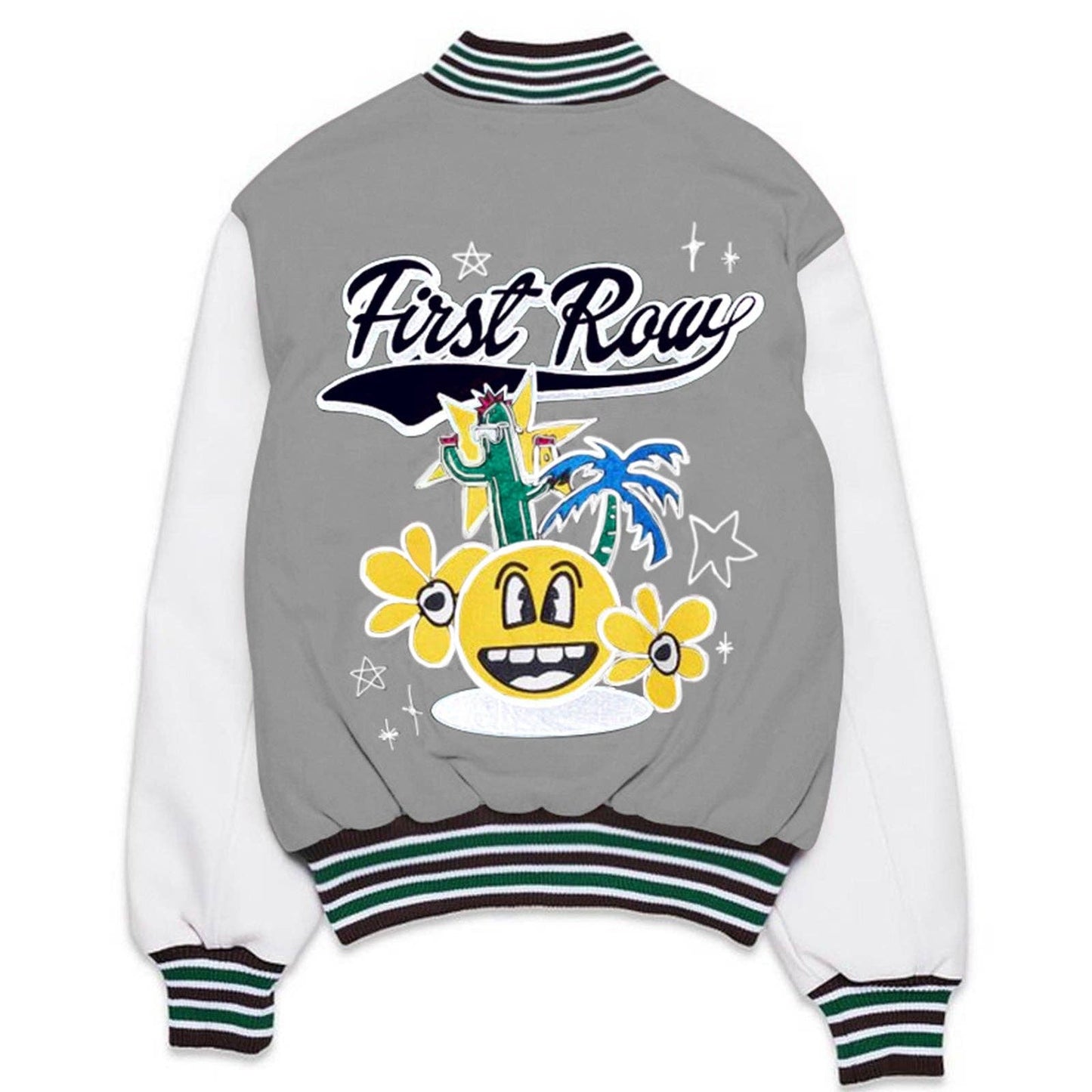 MB FASHION Colorful Print Long Sleeve Varsity Jacket 0262AT: PINK / M