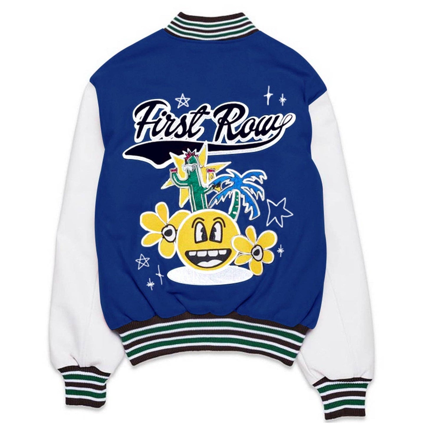 MB FASHION Colorful Print Long Sleeve Varsity Jacket 0262AT: PINK / M