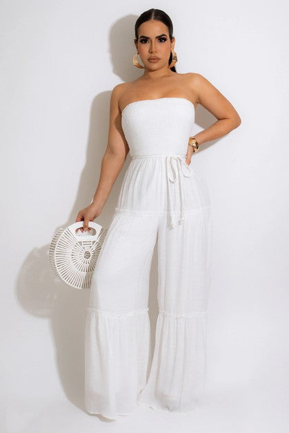 WIDE LEG JUMPSUITS WITH WAIST TIE